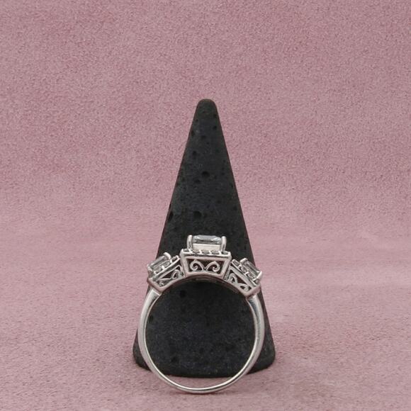 chuck clemency sterling silver princess-cut cz engagement ring size 9 - Picture 2 of 3